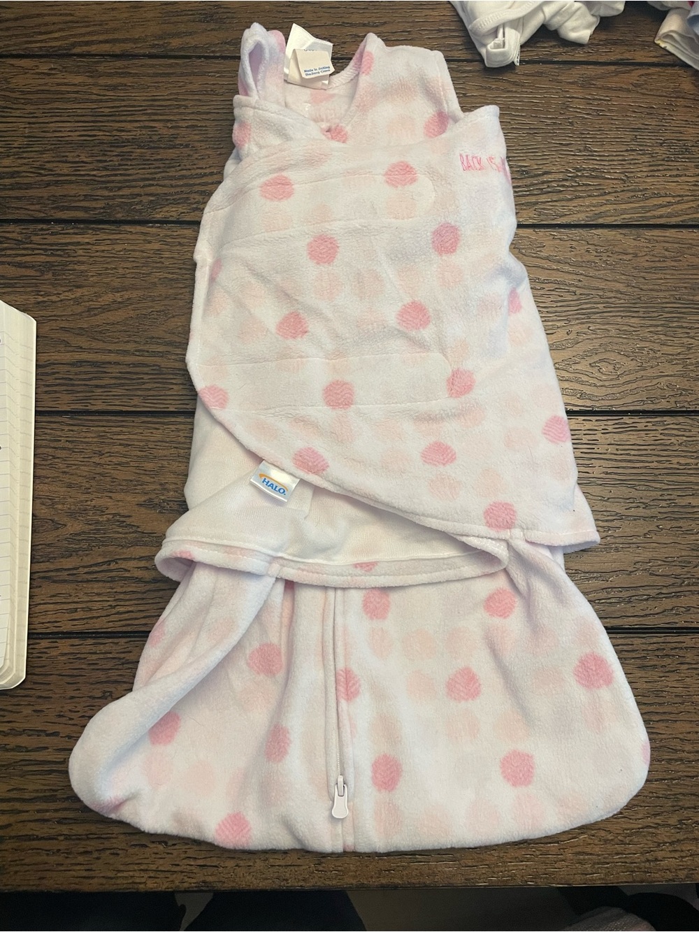 HALO Pink Polka Dot Sleep Sack Swaddle